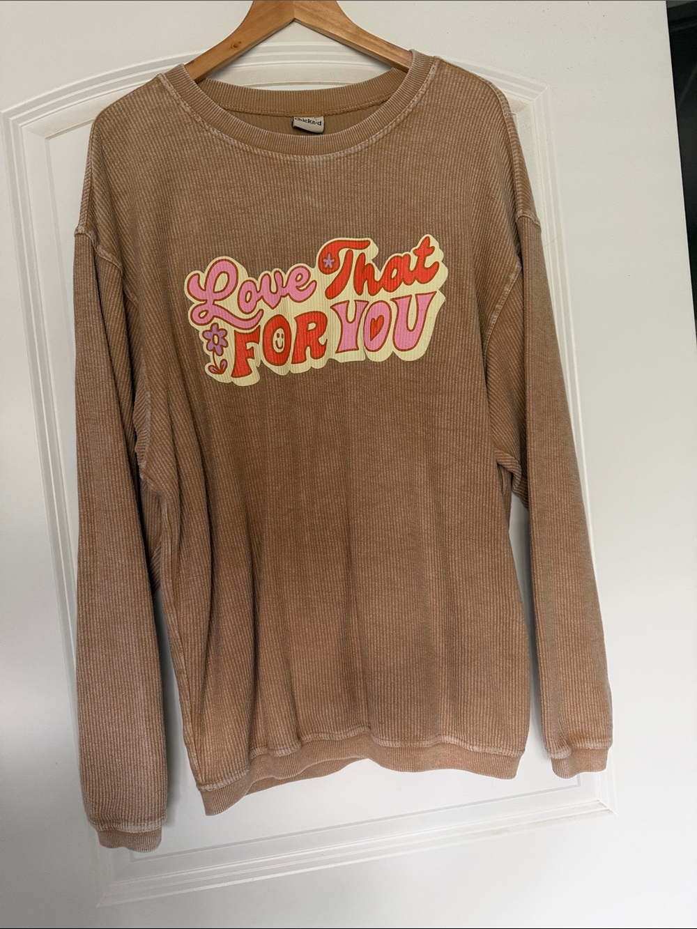 Casual Scoop Neck Sweater "Love That For You" - Brown